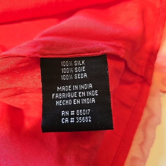 Vintage Rare Bebe 100% Silk Ruffled Red & Pink Sleeveless Dress Size S - Picture 14 of 14